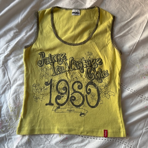 Angels Tops - Angels Graphic Yellow Tank Top